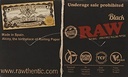 RAW Black Classic Natural Unrefined Rolling Papers - Ultra Thin - 70mm Single Wide - (25)