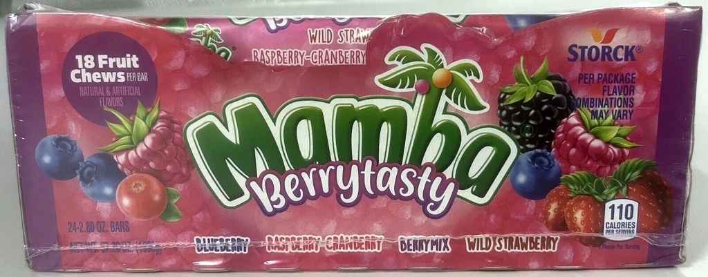 Mamba Berrytasty Fruit Chews Candy  18 (3X6) Packs  2.80 Ounce - 24 Count Display Box