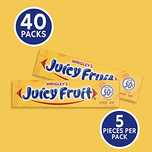 WRIGLEY S JUICY FRUIT Chewing Gum Bulk Pack  5 Stick (Pack of 40)