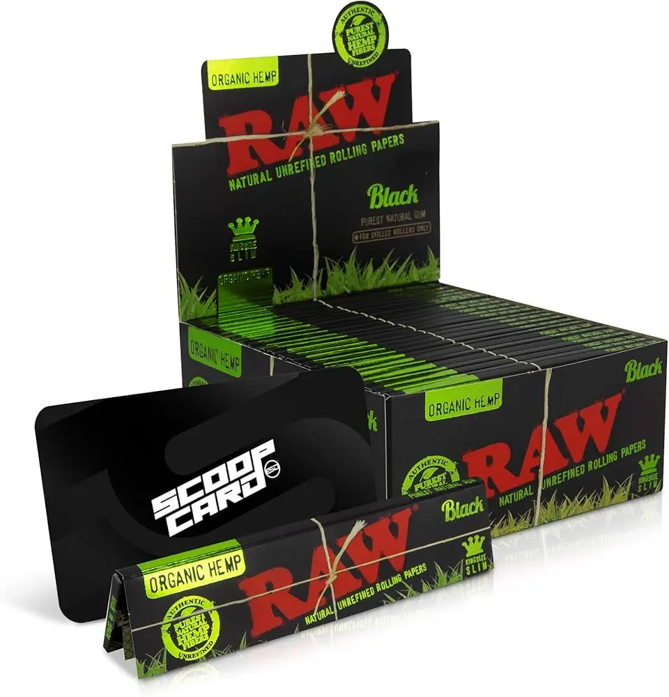 Raw Black Organic Hemp Rolling Paper King Size Full Display 50 Counts 