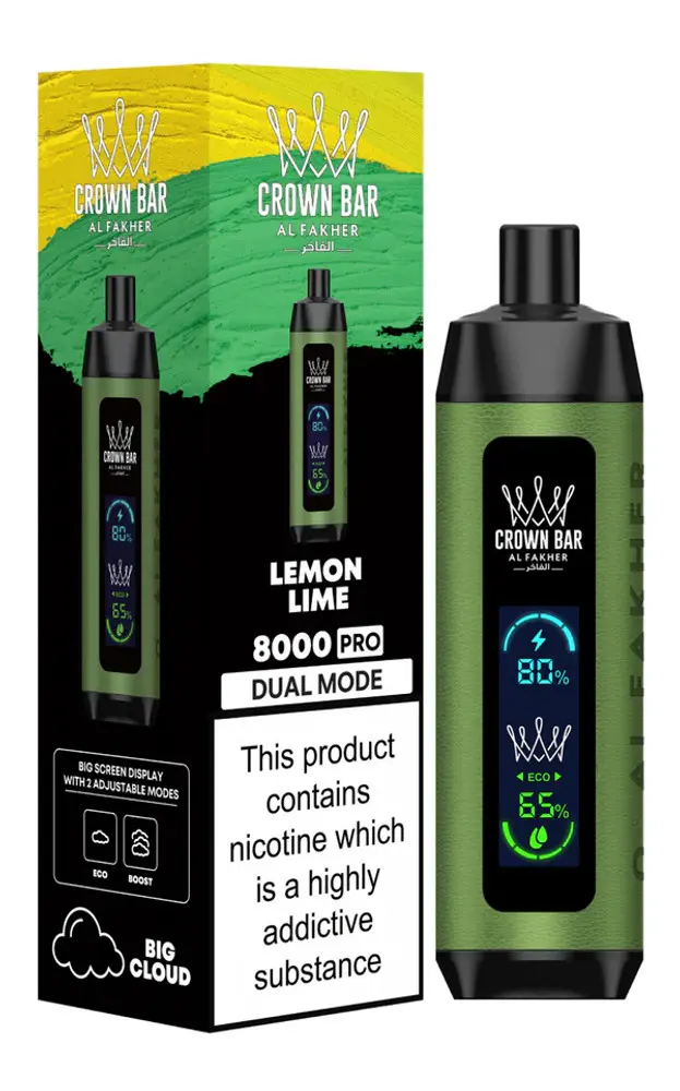 Al Fakher Lemon Mint Crown Bar PRO 8000 Puffs 10ct 