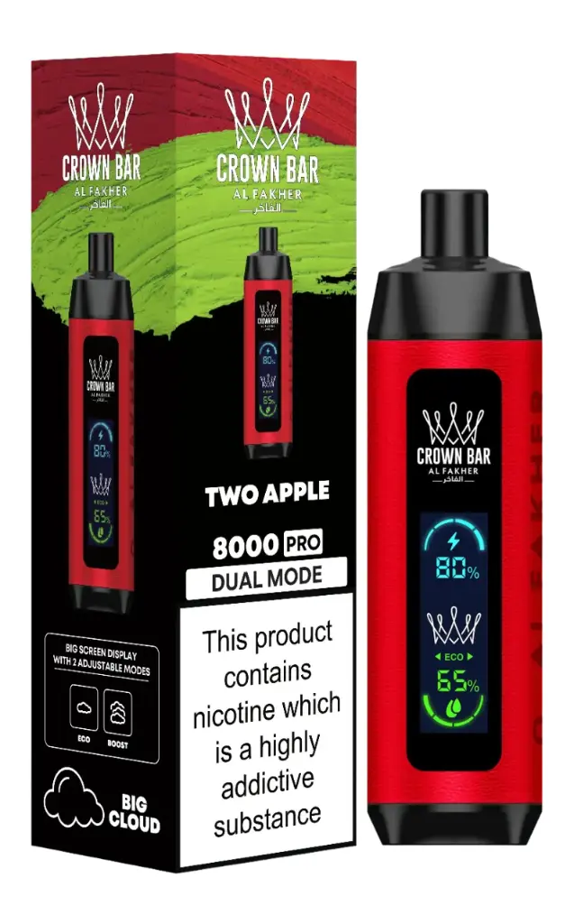 Al Fakher Two Apple Crown Bar PRO 8000 Puffs 10ct 