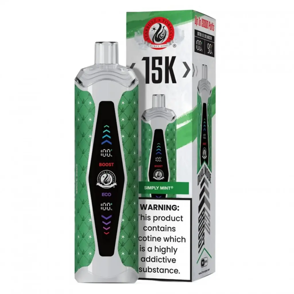 Starbuzz Supermax Simply Mint15k Puffs Disposable Vape 5ct