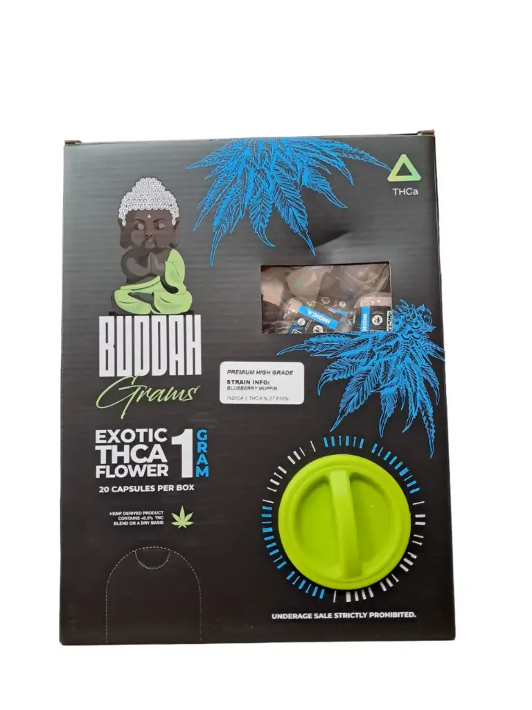 BUDDAH 1 GRAM EXOTIC THCA FLOWER - BOX OF 20 CAPSULES - GREEN CRACK