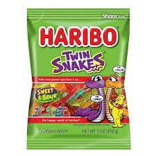 Haribo Gummy Bag Twin Snakes 12ct, 5 oz