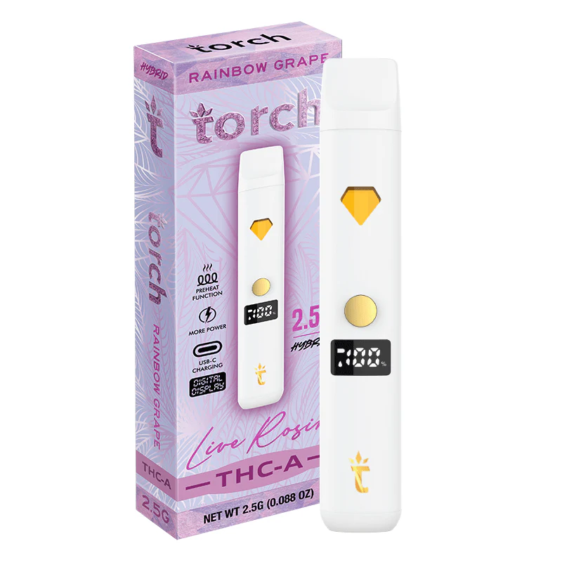 TORCH LIVE RESIN THC-A 2.5G DISPOSABLE RAINBOW GRAPE, HYBRID