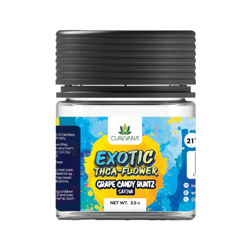 CUREVANA EXOTIC THC-A FLOWER, 3.5 G (SATIVA) - GRAPE CANDY RUNTZ