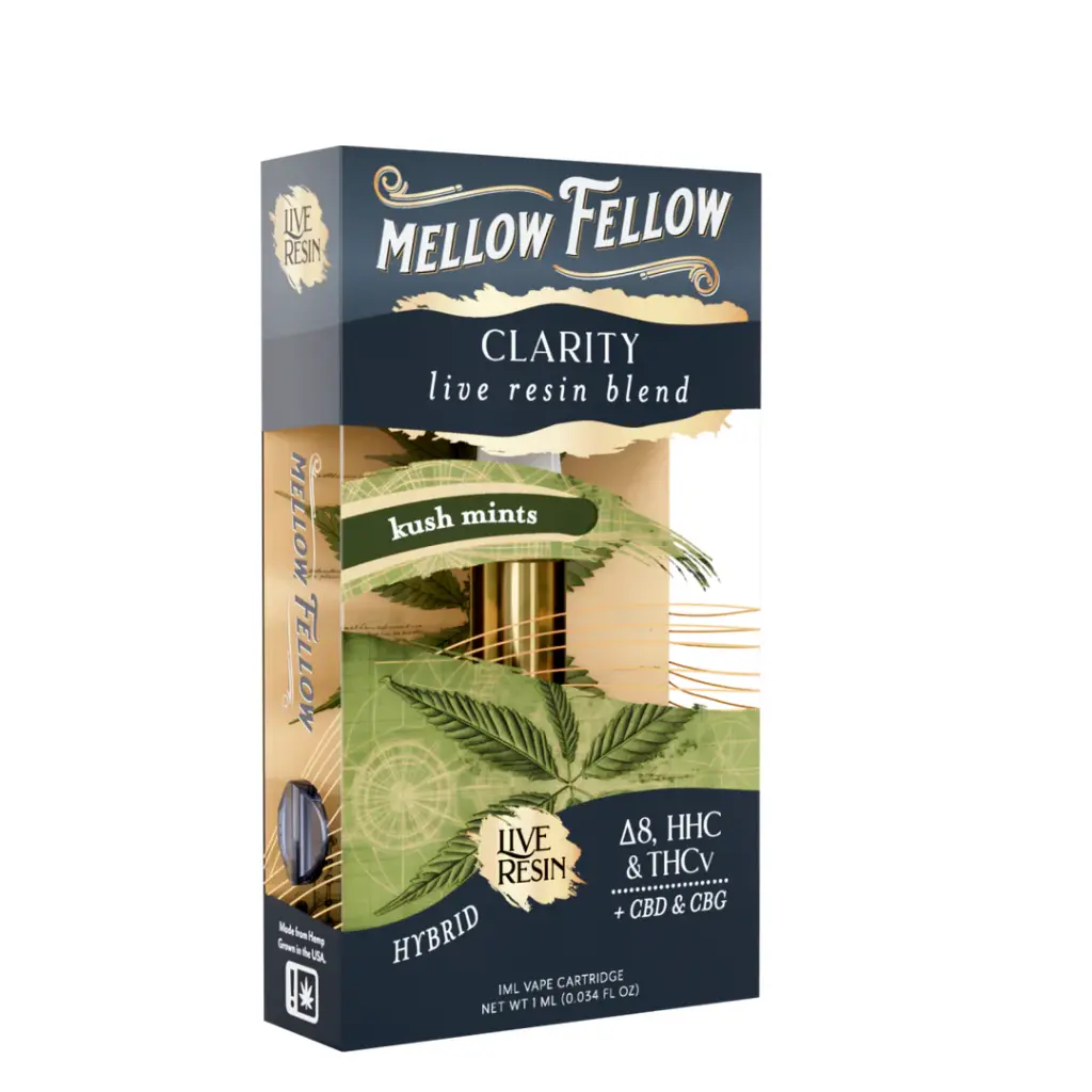 MELLOW FELLOW CARTRIDGE 1ML LIVE RESIN CLARITY BLEND KUSH MINTS POP