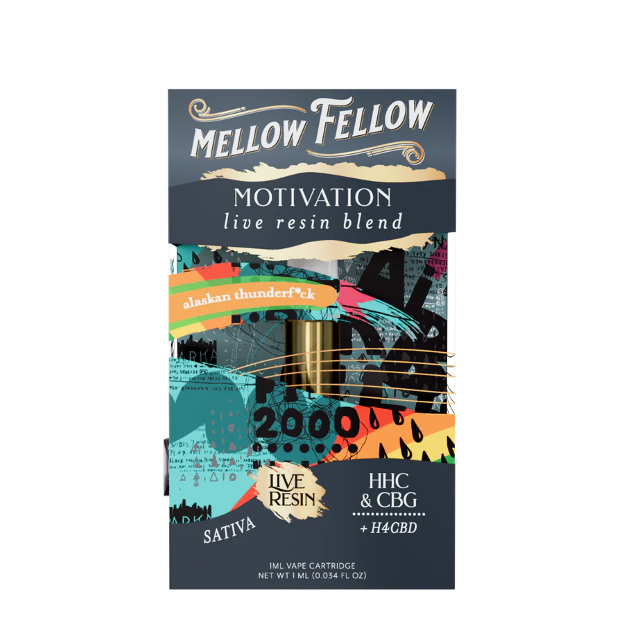 MELLOW FELLOW CARTRIDGE 1ML LIVE RESIN MOTIVATION BLEND ALASKAN THUNDERF*CK POP