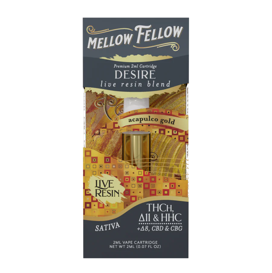 MELLOW FELLOW CARTRIDGE 2ML LIVE RESIN DESIRE BLEND ACAPULCO GOLD POP