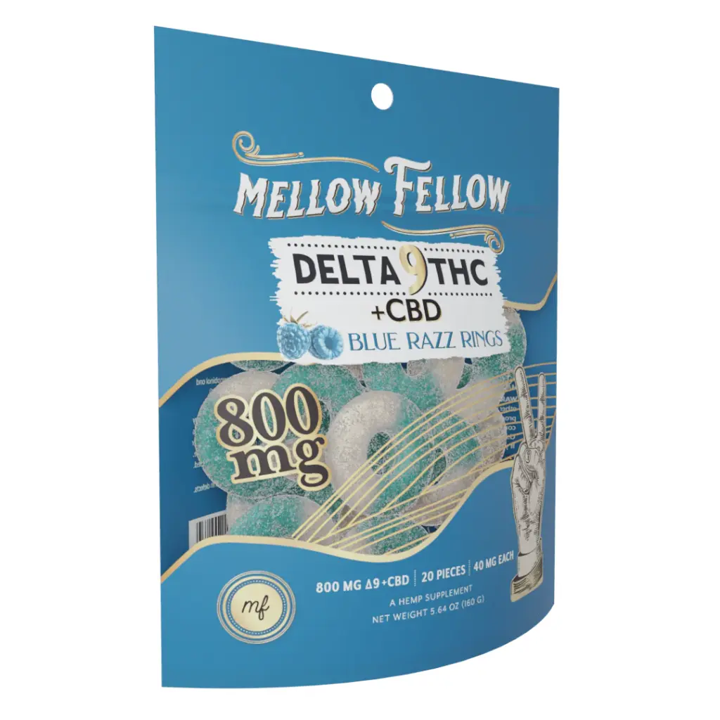 MELLOW FELLOW EDIBLE RINGS (800 MG) BLUE RAZZ 20 CT.