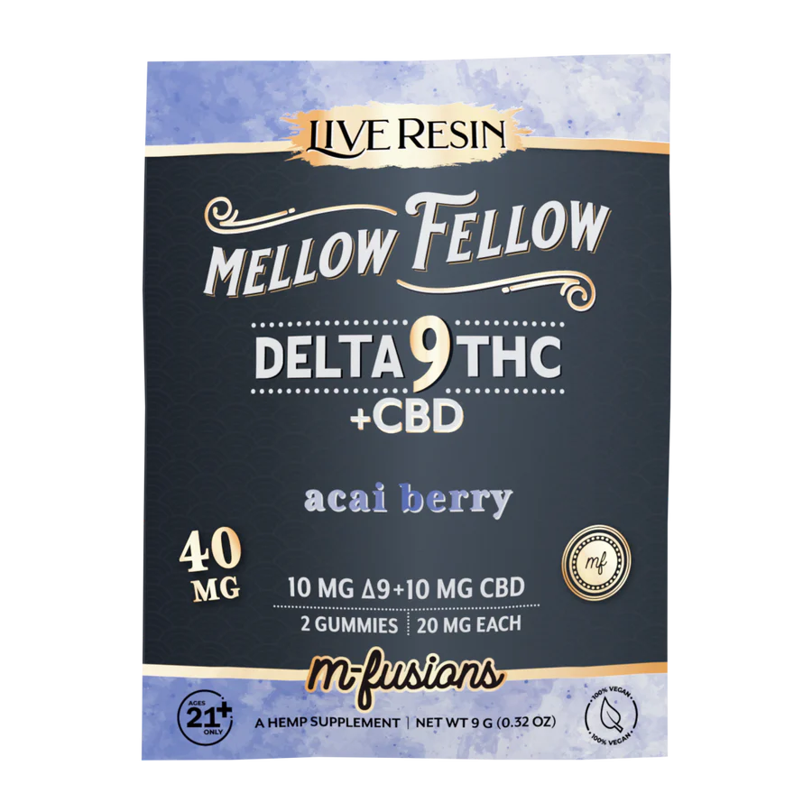 MELLOW FELLOW LIVE RESIN M-FUSION EDIBLES 40MG (2CT) DELTA 9 + CBD ACAI BERRY