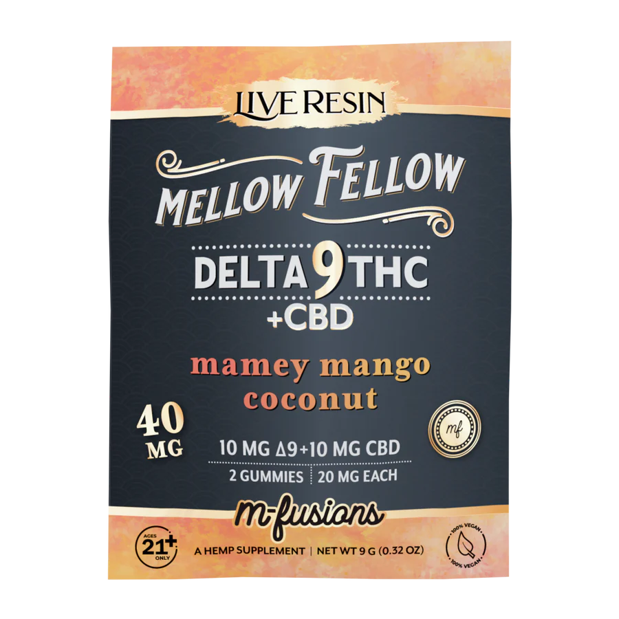 MELLOW FELLOW LIVE RESIN M-FUSION EDIBLES 40MG (2CT) DELTA9+CBD MAMEY MANGO COCONUT