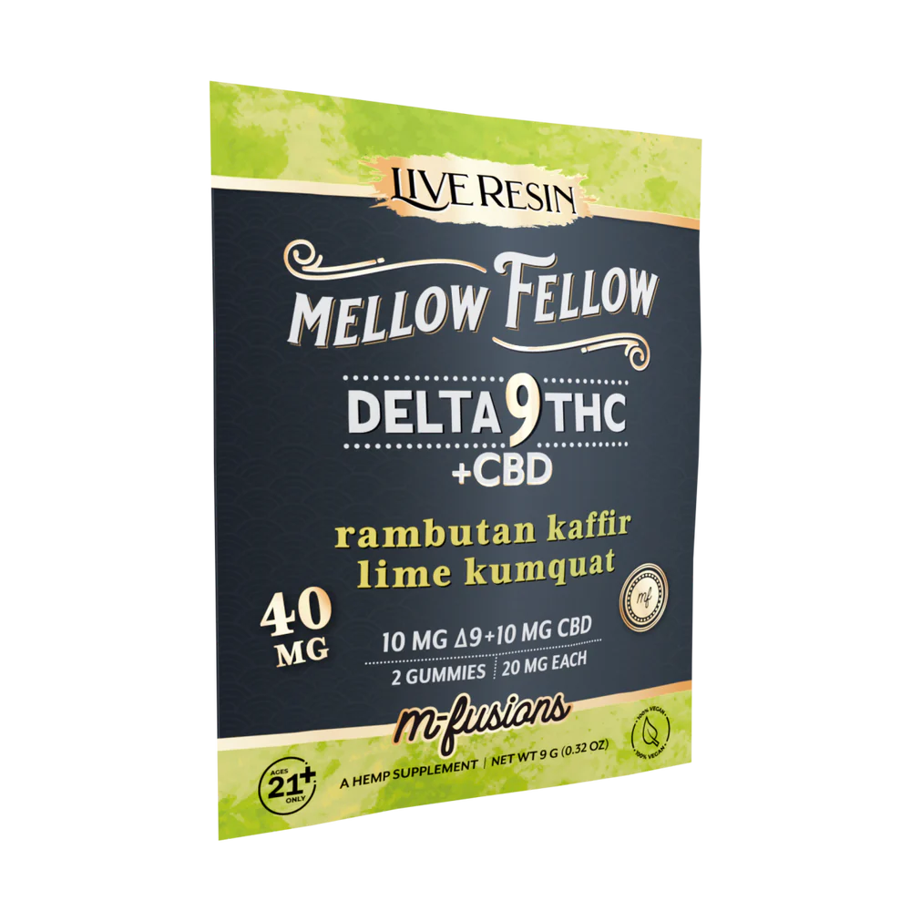 MELLOW FELLOW LIVE RESIN M-FUSION EDIBLES 40MG (2CT) DELTA 9 + CBD RAMBUTAN KAFFIR LIME KUMQUAT