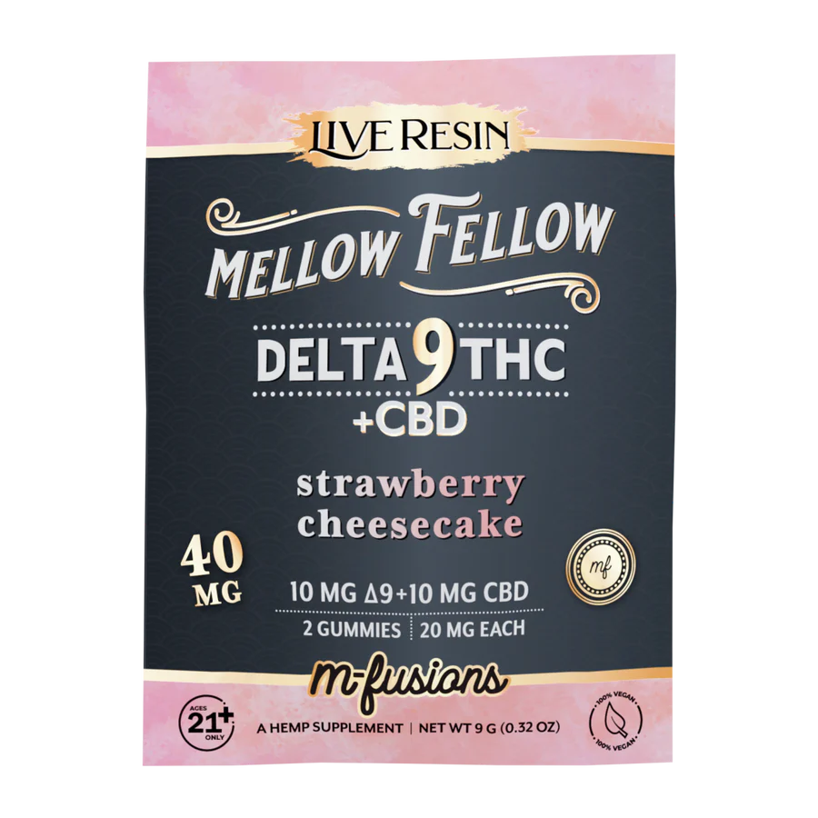 MELLOW FELLOW LIVE RESIN M-FUSION EDIBLES 40MG (2CT) DELTA 9 + CBD STRAWBERRY CHEESECAKE