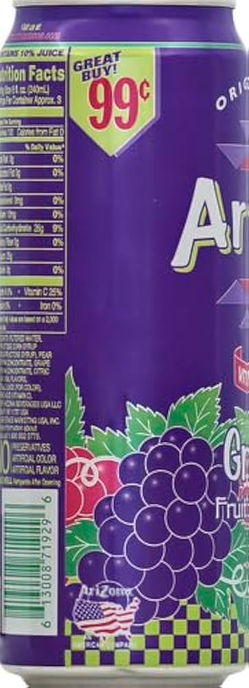 Arizona Grapeade 22 oz,  24 pk.