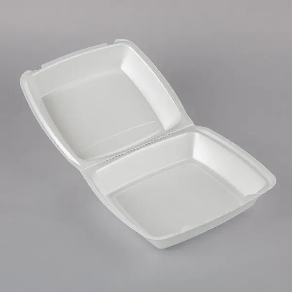 CONTAINER FOAM 1-COMPARTMENT 8.25X8X3 WHITE HINGED SNAP-IT MEDIUM 2/100 CT