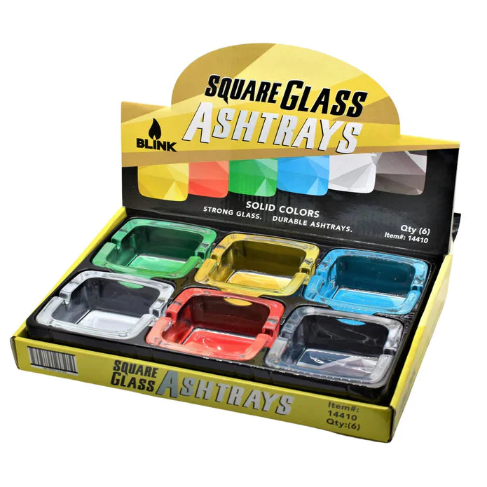 Blink Square Glass Ashtray Tie Dye 6ct