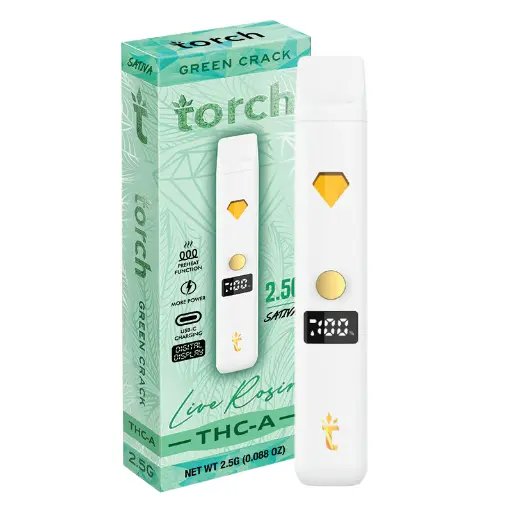 TORCH LIVE RESIN THC-A 2.5G DISPOSABLE GREEN CRACK, SATIVA