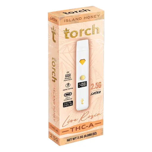 TORCH LIVE RESIN THC-A 2.5G DISPOSABLE ISLAND HONEY, SATIVA