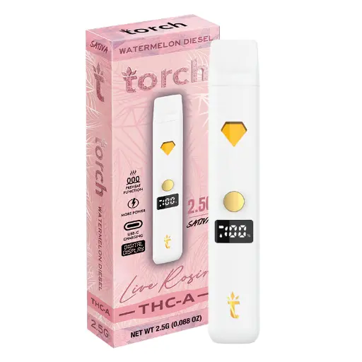 TORCH LIVE RESIN THC-A 2.5G DISPOSABLE WATERMELON DIESEL, SATIVA