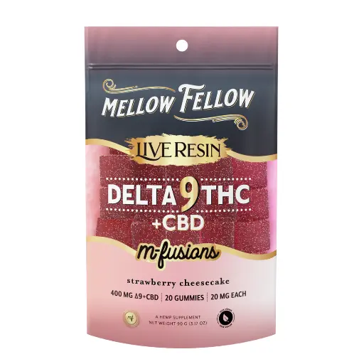 MELLOW FELLOW LIVE RESIN M-FUSION EDIBLES 400 MG DELTA 9 STRAWBERRY CHEESECAKE