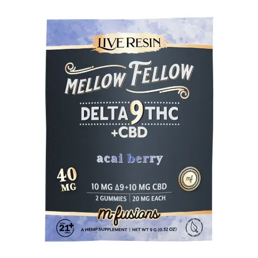 MELLOW FELLOW LIVE RESIN M-FUSION EDIBLES 40MG (2CT) DELTA 9 + CBD ACAI BERRY