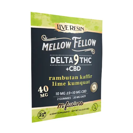 MELLOW FELLOW LIVE RESIN M-FUSION EDIBLES 40MG (2CT) DELTA 9 + CBD RAMBUTAN KAFFIR LIME KUMQUAT