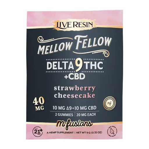 MELLOW FELLOW LIVE RESIN M-FUSION EDIBLES 40MG (2CT) DELTA 9 + CBD STRAWBERRY CHEESECAKE