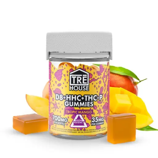 TRE HOUSE GUMMIES DELTA 8 W/HHC & THC-P TROPICAL MANGO 20 CT.