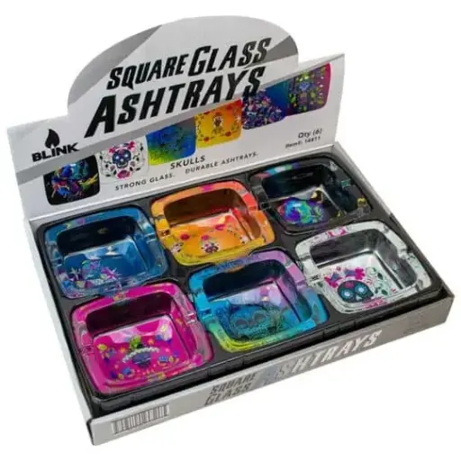 Blink Square Glass Ashtray Tie Dye 6ct