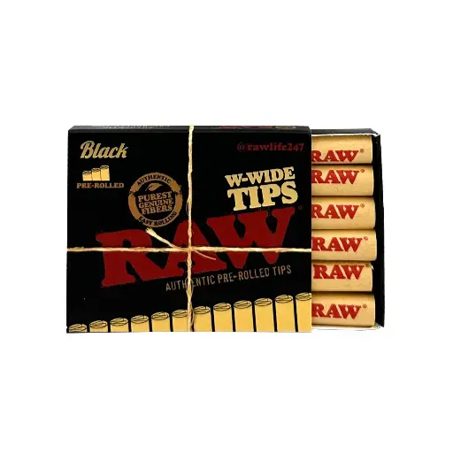 RAW BLACK W-WIDE Pre-Rolled Tips 18 Tips ct.