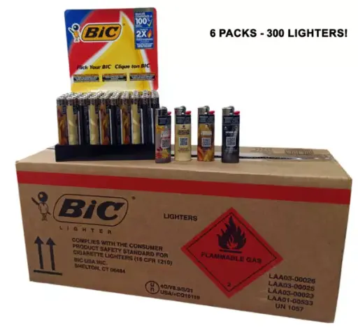 Bic lighter Case 6ct (300 lighter + 18 bonus)