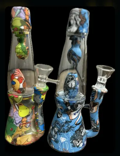 8"  Silicone/Glass Water Pipe - Assorted Designs